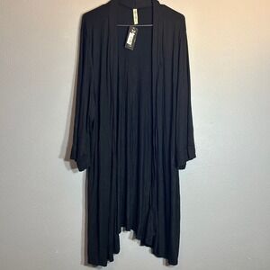 24seven Comfort Apparel Duster Cardigan Open Front Lightweight Black 4X